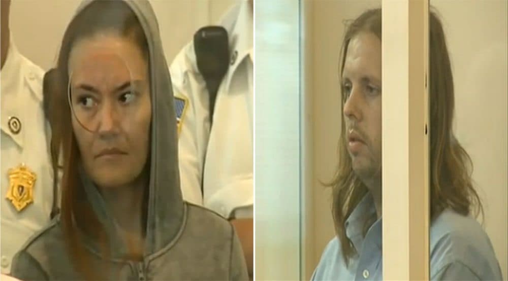 Rachelle Dee Bond, 40, and Patrick McCarthy, 35, were arraigned in Dorchester Municipal Court on Sept. 20, 2015 in the death of 2-year-old Bella Bond, whose body was found in late June on Deer Island in Winthrop. (Video screenshot/NECN)