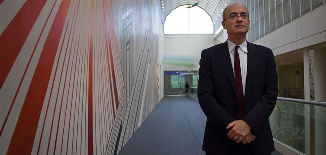 Matthew Teitelbaum, the new MFA director, stands in one of the museum's main hallways. (Hadley Green for WBUR)