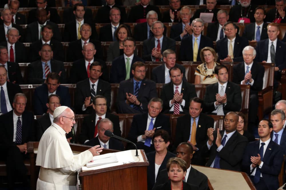 Pope Francis addresses a joint meeting of the U.S. Congress in the House Chamber of the U.S. Capitol.  (Win McNamee/Getty Images)