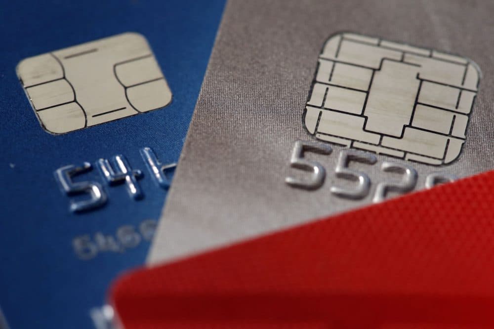 Chip credit cards are pictured in Philadelphia on June 10, 2015. (Matt Rourke/AP)