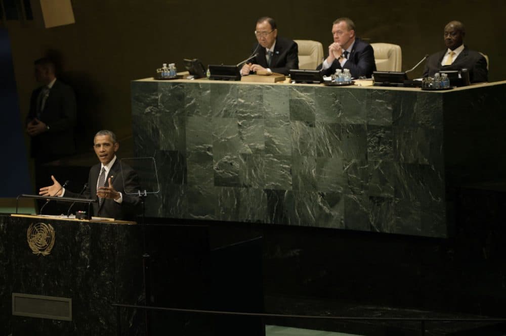 U.S. President Barack Obama delivers remarks at the United Nations Sustainable Development Summit September 27, 2015 at United Nations headquarters in New York City. The summit will run for three days prior to the start of the 70th session General Debate of the United Nations General Assembly. (Peter Foley/Getty Images)