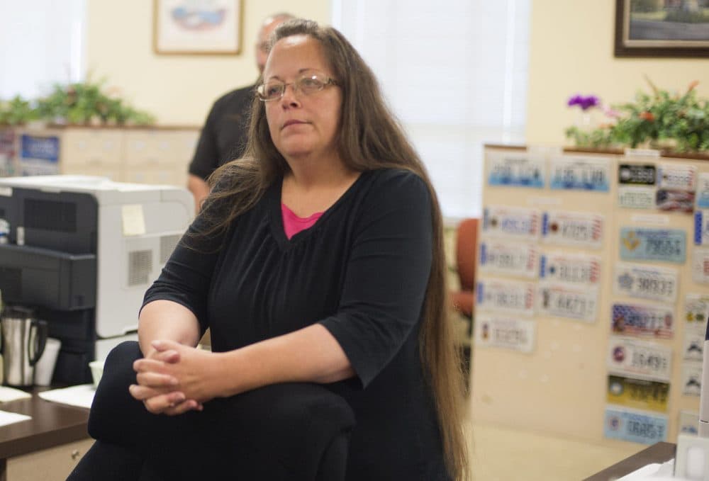 Kim Davis, the Rowan County Clerk of Courts, is pictured at the County Clerks Office on September 2, 2015 in Morehead, Kentucky. (Ty Wright/Getty Images)