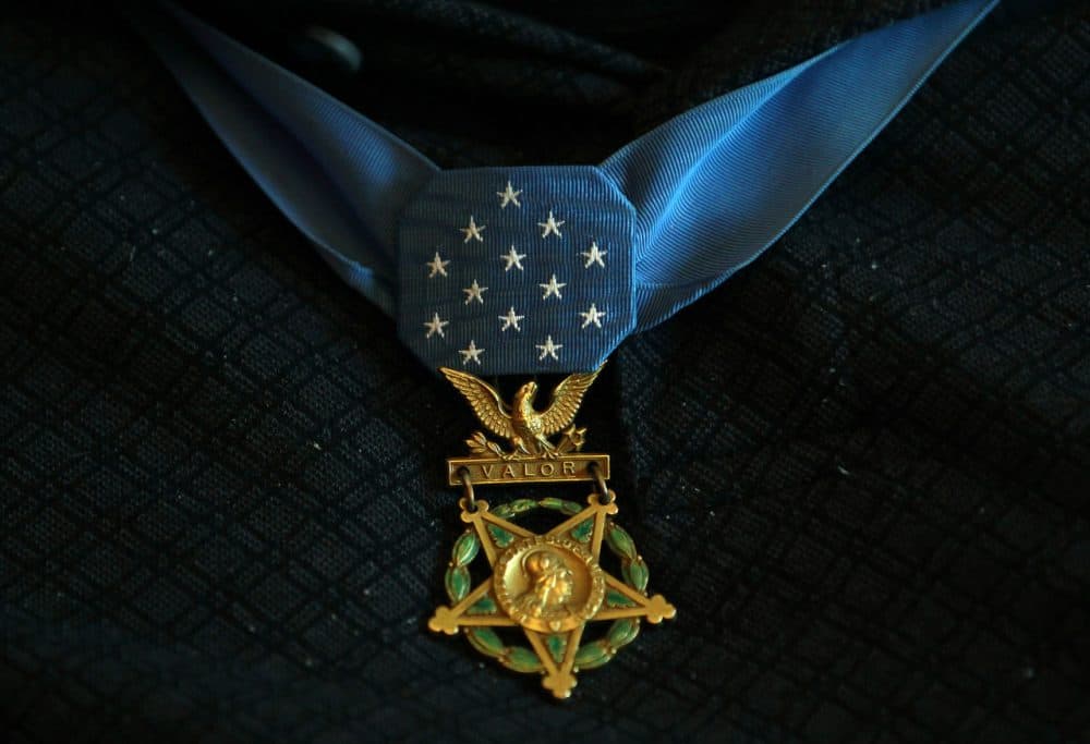 The Congressional Medal of Honor Society‘s annual convention is in Boston this year. Pictured, the Medal of Honor awarded to Gary Wetzel, a soldier from Wisconsin who was honored for his actions in the Vietnam War. (John Bazemore/AP)