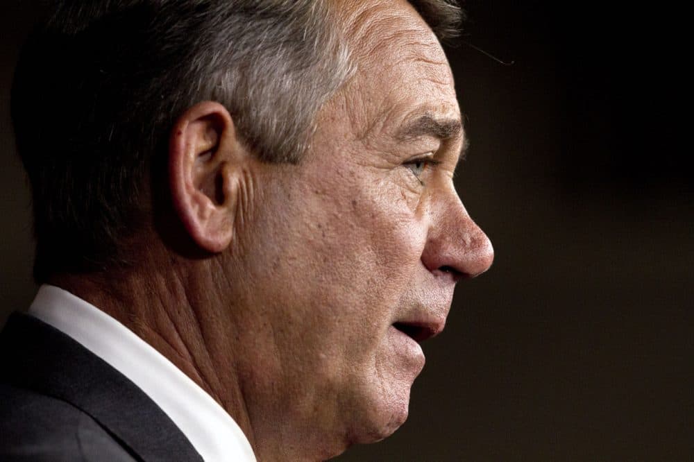 House Speaker John Boehner speaks during a press conference on Capitol Hill Friday following news that he would resign in October. Boehner was facing the threat of a floor vote on whether he could stay on as speaker, a formal challenge that hasn’t happened in over 100 years. (Jacquelyn Martin/AP