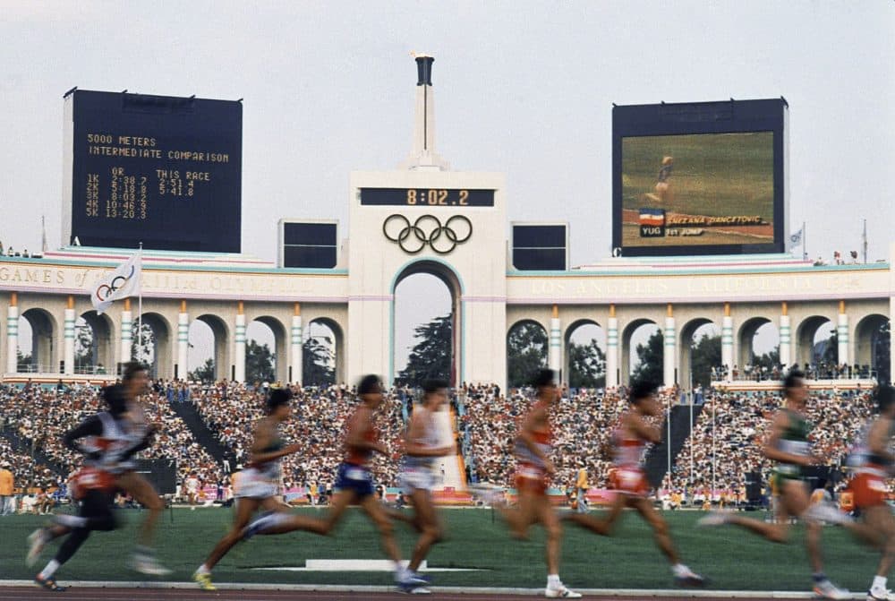 Runners compete in the 5,000 meter event at the Summer Olympic Games in Los Angeles in 1984. The USOC is expected to announce shortly that LA is the replacement candidate for 2024, after the collapse of Boston's bid. (AP)