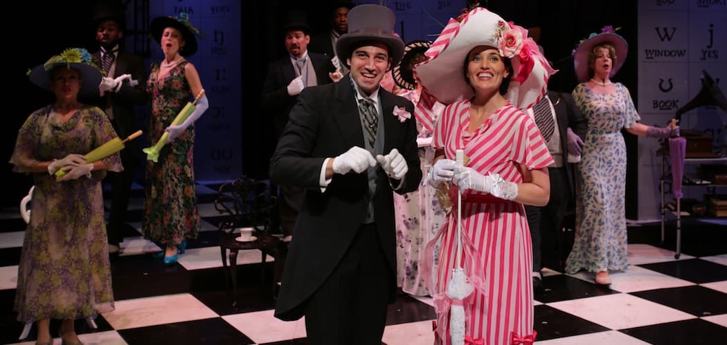 Jared Troilo, Jennifer Ellis, and the ensemble of 'My Fair Lady' at Lyric Stage Company of Boston (Mark S. Howard)