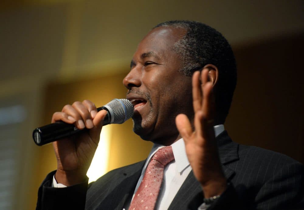 Republican presidential candidate Ben Carson speaks during a town hall event at River Woods September 30, 2015 in Exeter, New Hampshire. (Darren McCollester/Getty Images)