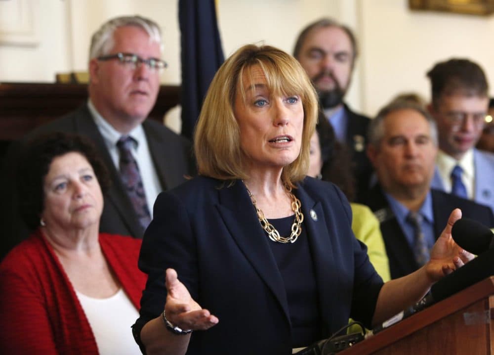 Democratic Gov. Maggie Hassan speaks at a news conference in June at the Statehouse in Concord, N.H. (Jim Cole/AP)