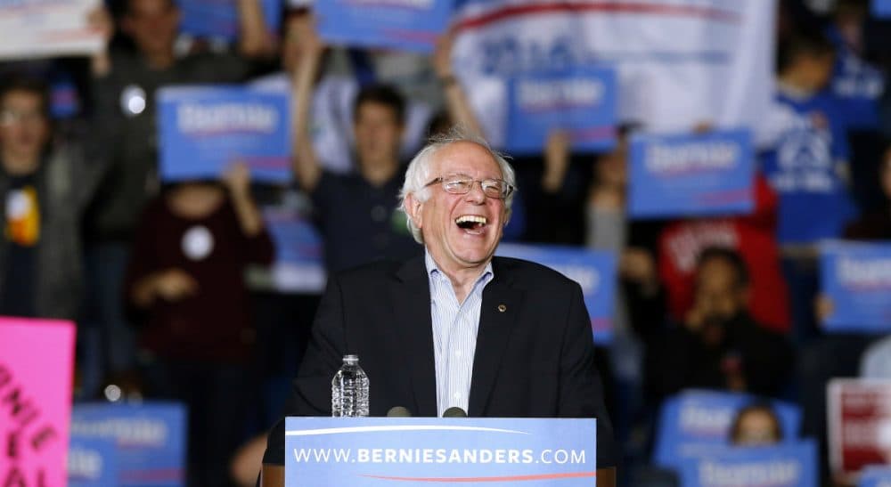 Democratic presidential candidate Bernie Sanders pauses during a campaign rally in Springfield on Saturday, Oct. 3, 2015. Later that day, Sanders spoke to thousands at a campaign rally in Boston. (Michael Dwyer/AP)