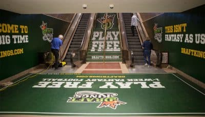 DraftKings advertisements at Boston's South Station (Jesse Costa/WBUR)