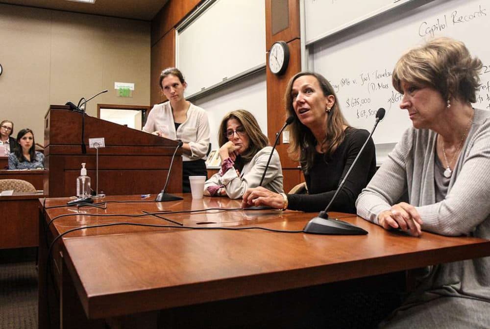 Marsha Levick (third from right) the co-founder of the Juvenile Law Center sits on a panel. (Kimberly Paynter/WHYY)