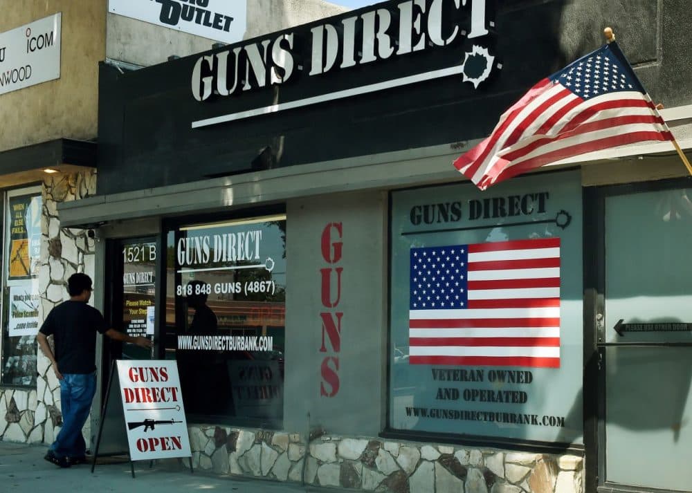 A man enters a gun store in Los Angeles, California on August 27, 2015. (Mark Ralston/AFP/Getty Images)