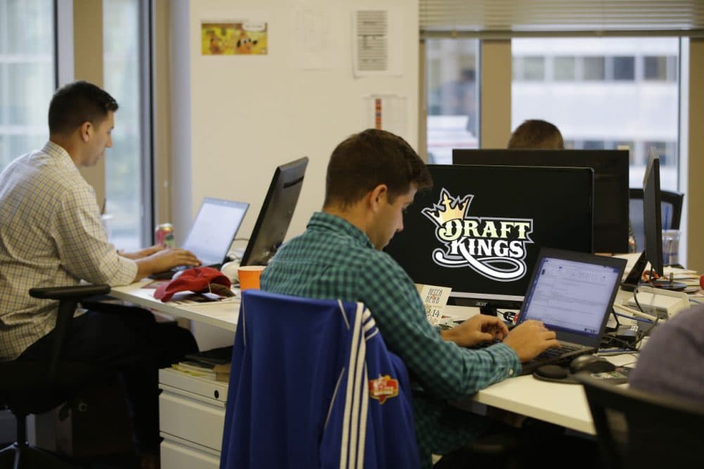 The CEO of Boston-based DraftKings says daily fantasy sports betting is not gambling. (Stephan Savoia/AP)