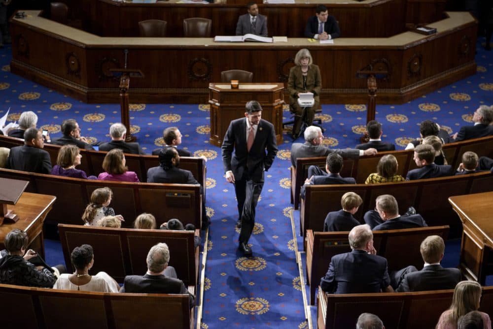 Rep. Paul Ryan (R-WI) walks on the House floor on Capitol Hill January 6, 2015 in Washington, DC, where the 114th Congress convened with Republicans taking majority control of both the Senate and House of Representatives. The House now faces a busy week as they look to Ryan to take over as Speaker of the House and contemplate the debt ceiling. (Brendan Smialowski/AFP/Getty Images)