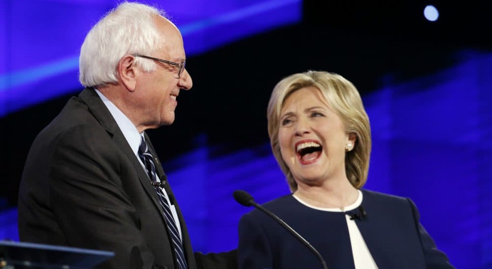 Rich Barlow debunks the two most commonly held misconceptions about the Democratic front-runners once and for all. In this photo, Bernie Sanders and Hillary Clinton laugh during the CNN Democratic presidential debate, Tuesday, Oct. 13, 2015, in Las Vegas. (John Locher/ AP)