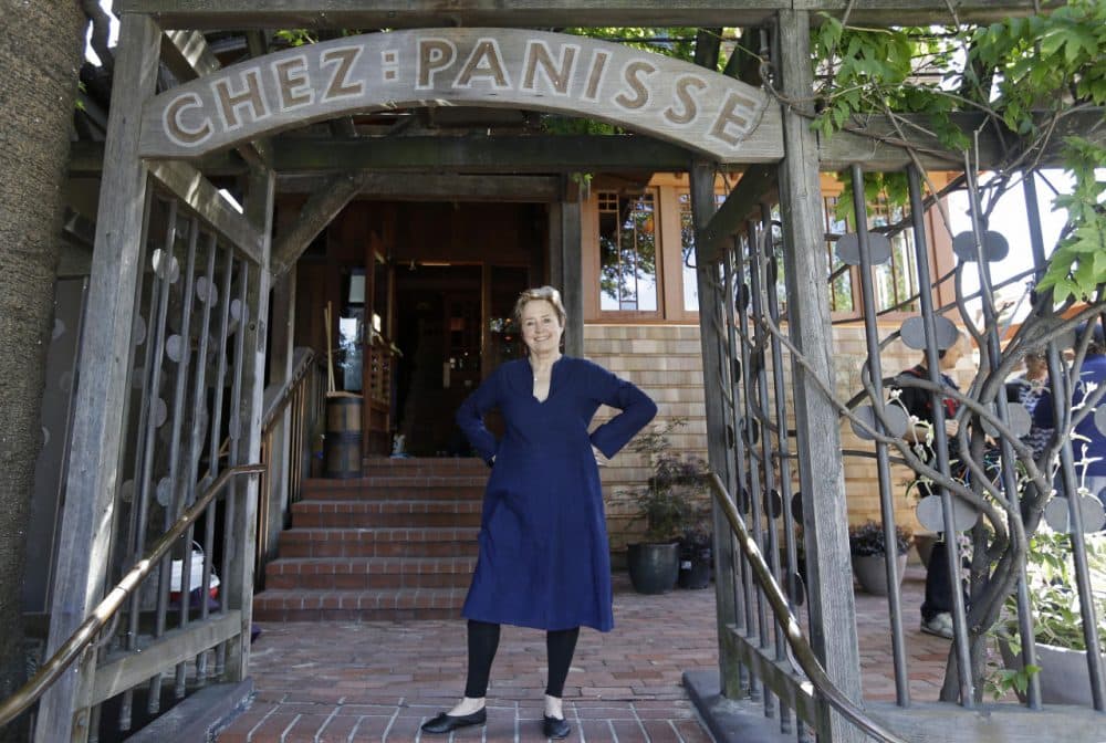 Alice Waters poses outside the front entrance of Chez Panisse restaurant in Berkeley, Calif., on June 20, 2013. (Eric Risberg/AP)