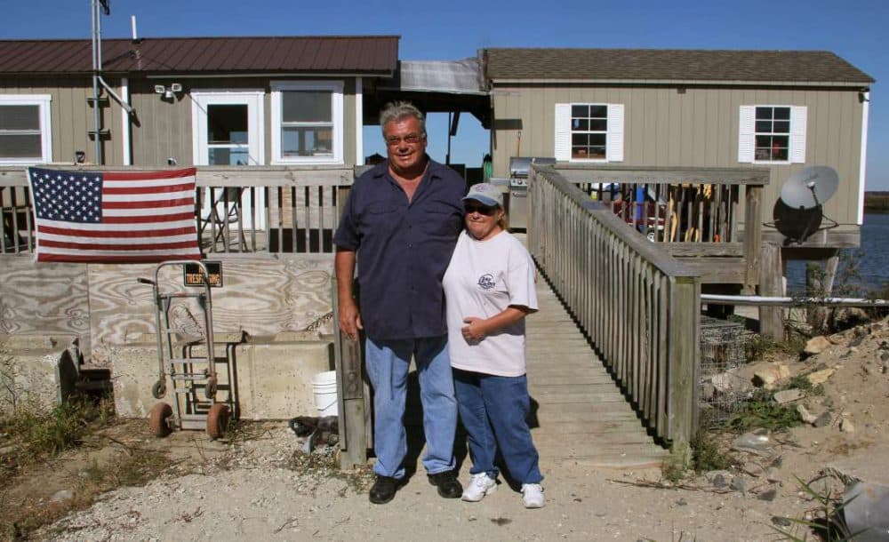 Three years after Hurricane Sandy swept away their bayfront home, Mike and Kate Nelson struggle to continue to live in what Mike describes as 'a poor man's paradise.' (Emma Lee/WHYY)