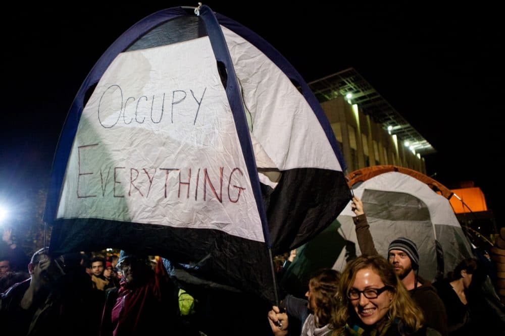 University of California, Berkeley students set up tents after a general assembly voted to again occupy campus as part of an &quot;open university&quot; strike in solidarity with the Occupy Wall Street movement on November 15, 2011 in Berkeley, California.  (Max Whittaker/Getty Images)