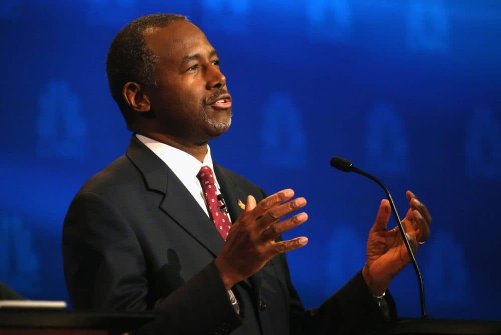 Presidential candidate Ben Carson speaks during the CNBC Republican Presidential Debate in Colorado. He was asked during the debate about his involvement with company Mannatech, to which he replied that he had no involvement.(Justin Sullivan/Getty Images)