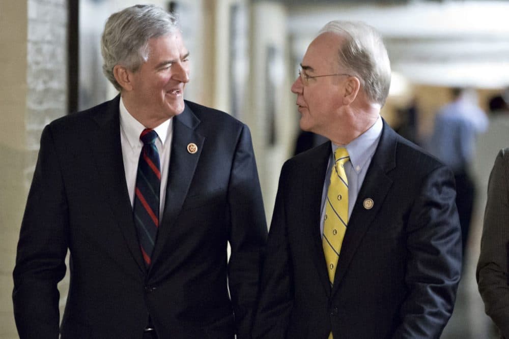 In this file photo, Rep. Daniel Webster, D-Fla., left, and Rep. Tom Price, R-Ga., right, walk together to a House Republican Conference meeting to hear a presentation on a budget agreement . (AP)