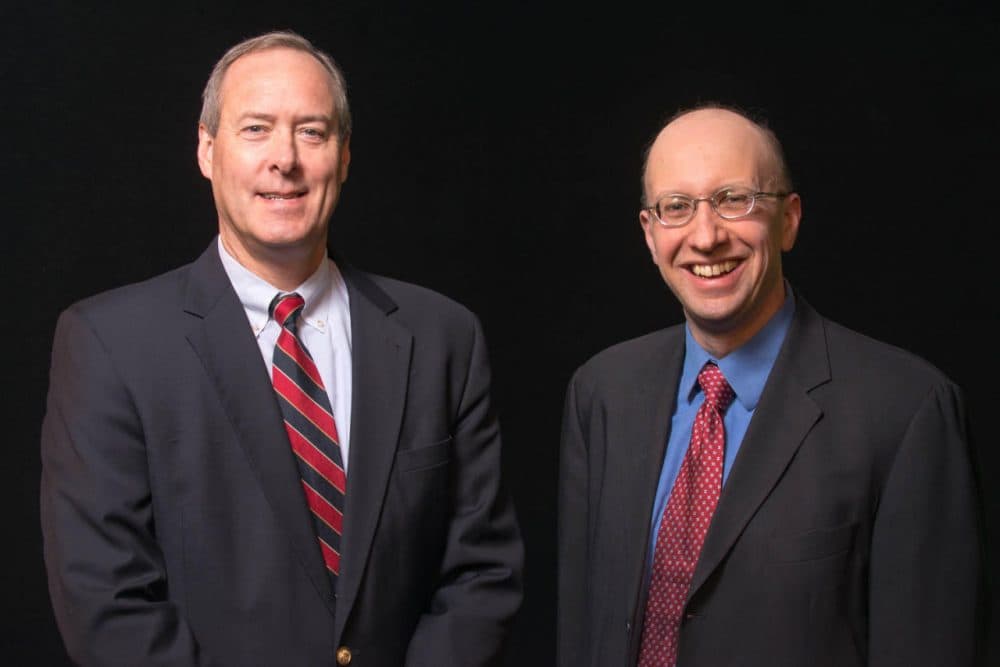 Andy Smith (left) and Dante Scala (right) are perhaps the best known, and most quoted, commentators on New Hampshire's political scene. (UNH Communication and Public Affairs) 