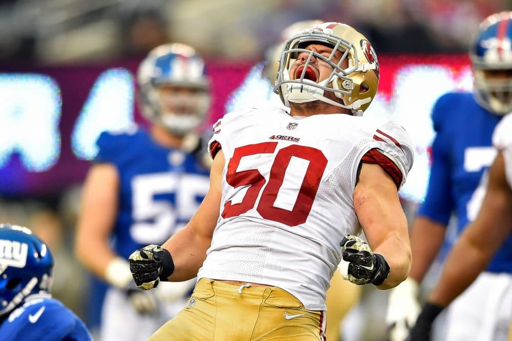 Chris Borland was an all-star rookie on the San Francisco 49ers. After just one season in 2014, he decided to end his career because of the risk of concussions. (Al Bello/Getty Images)