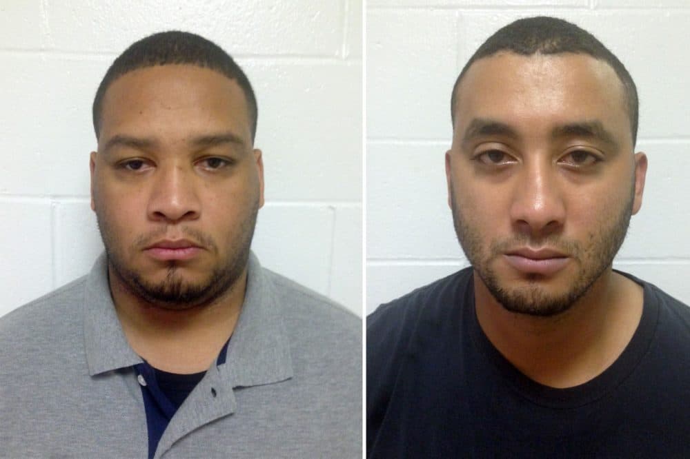 These booking photos provided by the Louisiana State Police show Marksville City Marshals Derrick Stafford (L) and Norris Greenhouse Jr. (R), who were arrested on charges of second-degree murder and attempted second-degree murder in the fatal shooting of Jeremy Mardis, a 6-year-old autistic boy, on Tuesday in Marksville, La. The shooting also wounded Mardis' father, Chris Few. (Louisiana State Police via AP) 