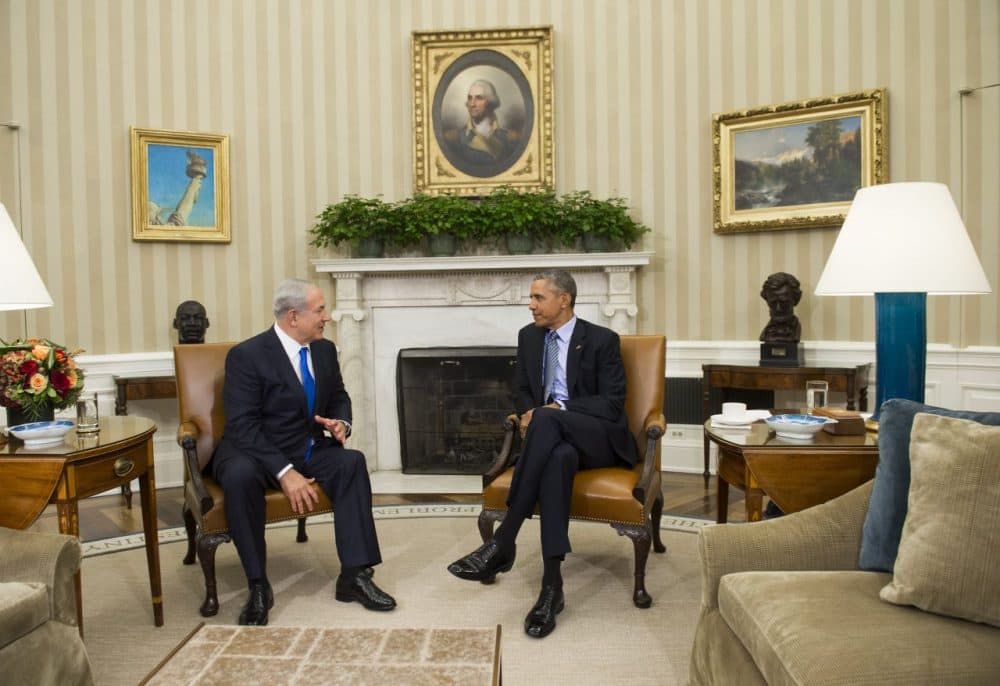 U.S. President Barack Obama (R) and Israeli Prime Minister Benjamin Netanyahu hold a meeting in the Oval Office of the White House in Washington, DC, November 9, 2015. Netanyahu meets Obama in a bid to set aside their frosty personal ties, turn the page on the Iran nuclear deal and talk defense in the first encounter by the two leaders since October 2014.  (Saul Loeb/AFP/Getty Images)