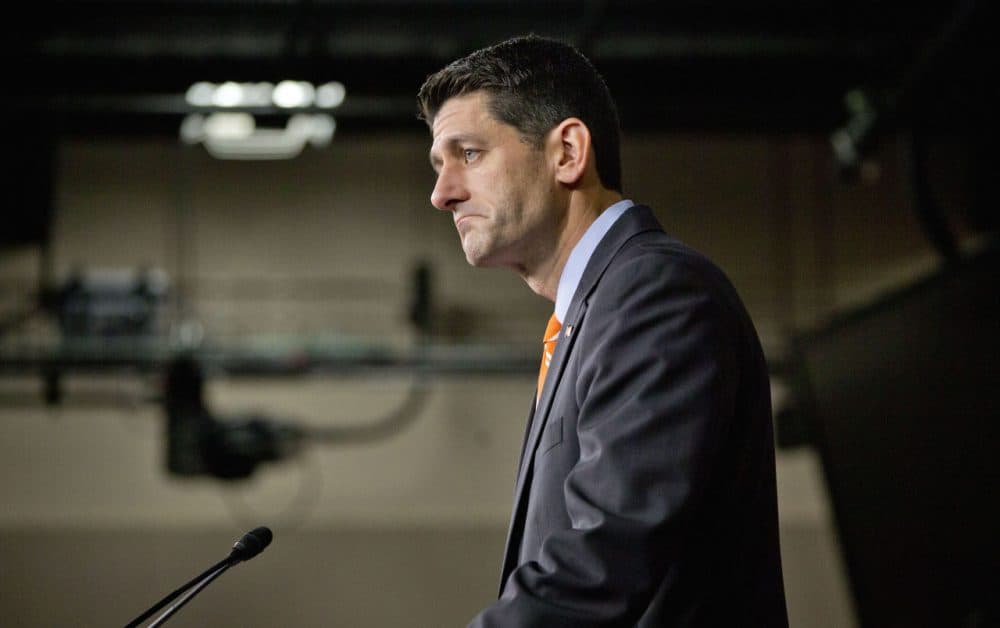 House Speaker Paul Ryan of Wis. listens during his news conference on Capitol Hill in Washington, Thursday, Nov. 5, 2015. The House has voted to continue transportation programs for six years with no significant increase in spending. That’s despite warnings that the nation’s roads, bridges and transit systems are falling apart. (Pablo Martinez Monsivais/AP Photo)
