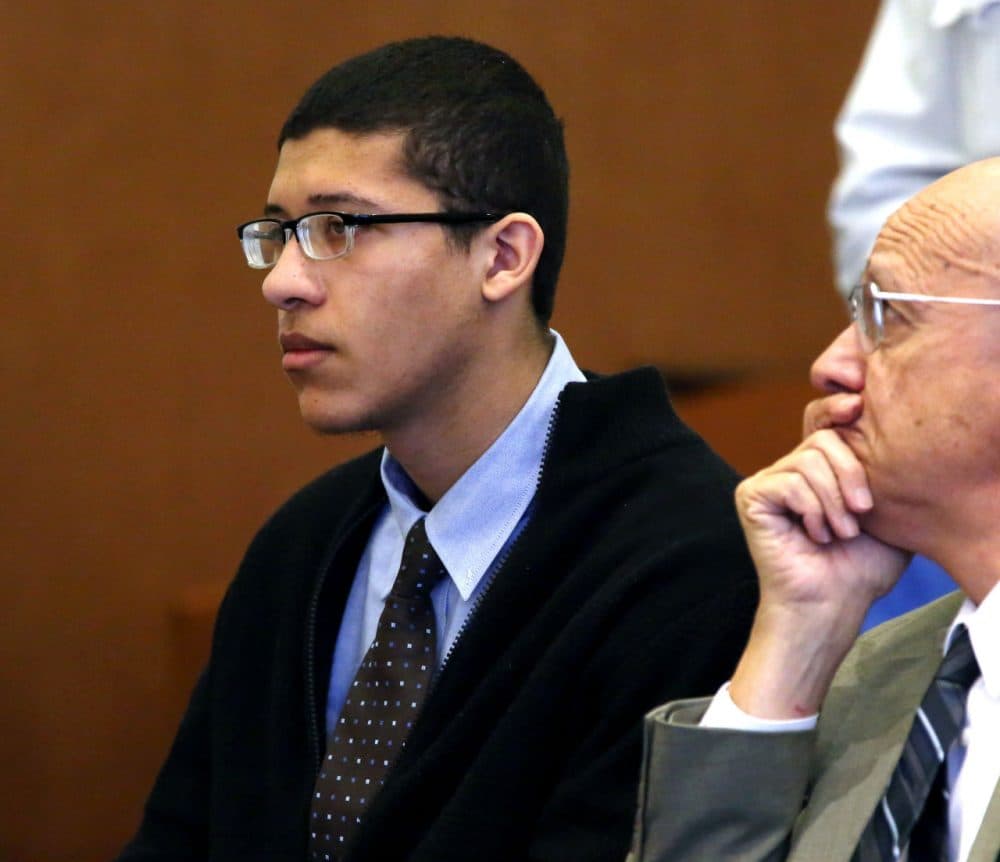 Philip Chism, left, appears in Salem Superior Court earlier this month. (Ken Yuszkus/The Salem News/Pool)