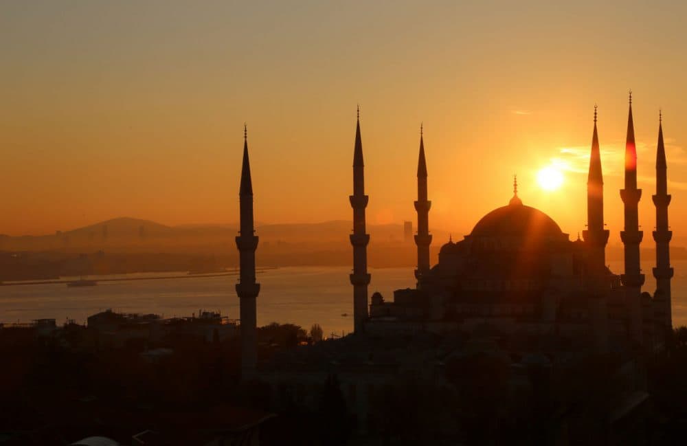 The sun rises over the Sultan Ahmed Mosque, known popularly as the Blue Mosque, in Istanbul. (ynakanishi/Flickr)