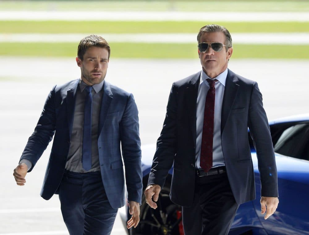 Christian Cooke, left, and Dennis Quaid in a scene from &quot;The Art of More,&quot; a 10-episode series from the streaming video network Crackle, premiering on Thursday.  (Philippe Bosse/Sony Pictures Television/AP)