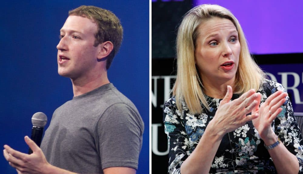 Facebook CEO Mark Zuckerberg, left, plans to take two months of paternity leave; Yahoo president and CEO Marissa Mayer plans to take two weeks of maternity leave. (Josh Edelson and Kimberly White/Getty Images for Fortune)