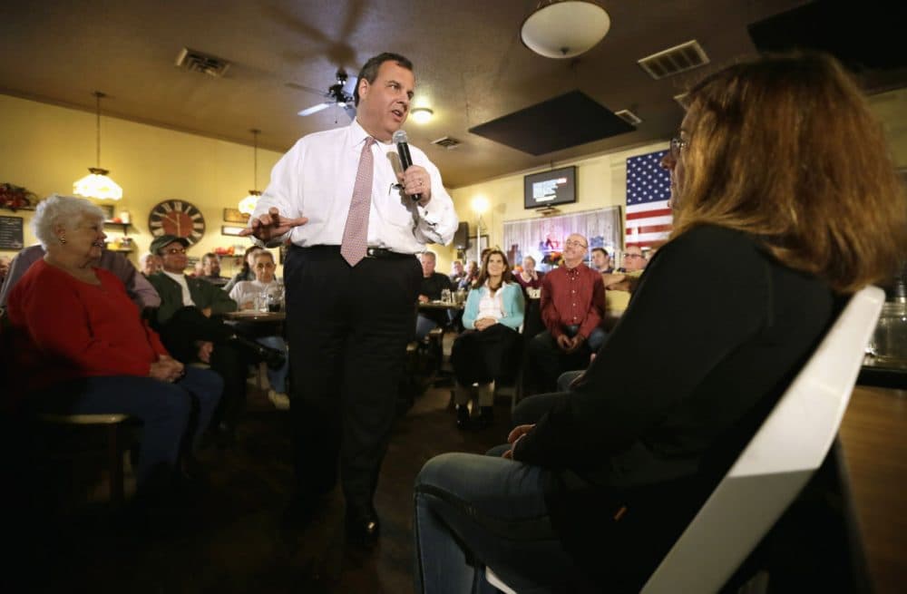 Republican presidential candidate Chris Christie, during a meet and greet this month in Iowa. (AP Photo/Charlie Neibergall)