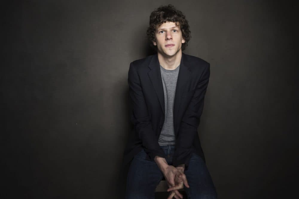 Jesse Eisenberg poses for a portrait at The Collective and Gibson Lounge Powered by CEG, during the Sundance Film Festival, on Friday, Jan. 17, 2014 in Park City, Utah. (Victoria Will/Invision/AP)