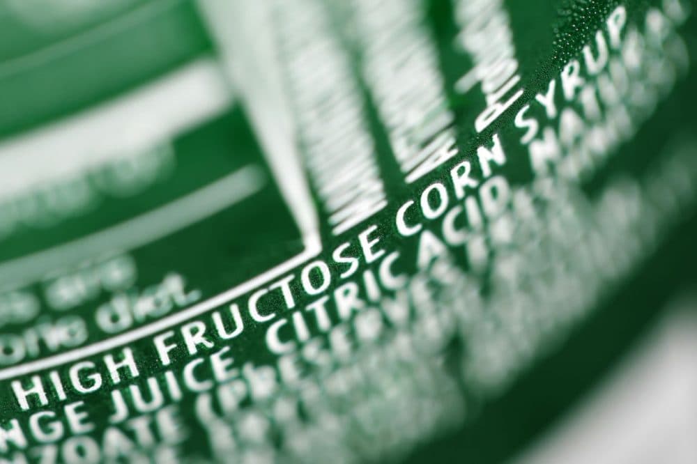 The nutrition label on a can of soda with the ingredient high fructose corn syrup is pictured on Sept. 15, 2011, in Philadelphia. (Matt Rourke/AP)