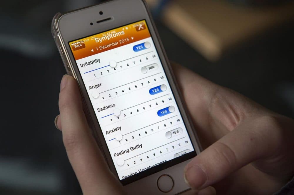 Optimism is an app that helps people with mental health problems. (Jesse Costa/WBUR)