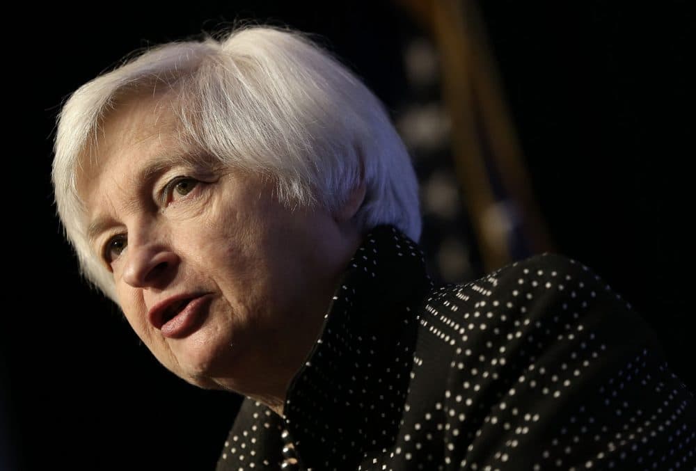 U.S. Federal Reserve Board Chairwoman Janet Yellen delivers remarks December 2, 2015 in Washington, D.C. Yellen spoke and participated in a discussion at the Economic Club of Washington. (Win McNamee/Getty Images)