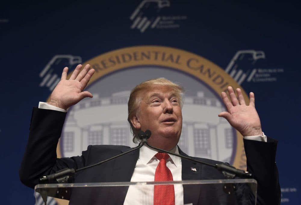 Republican presidential candidate Donald Trump speaks at the Republican Jewish Coalition Presidential Forum in Washington on Thursday. (Susan Walsh/AP)