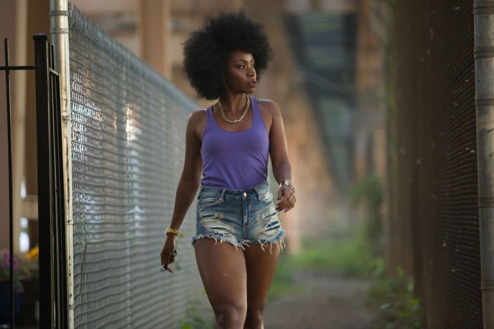 This photo provided by Roadside Attractions and Amazon Studios shows Teyonah Parris as Lysistrata in Spike Lees film, &quot;Chi-Raq.&quot; The movie opens in U.S. theaters on Dec. 4, 2015.  (Parrish Lewis/Roadside Attractions/Amazon Studios via AP)