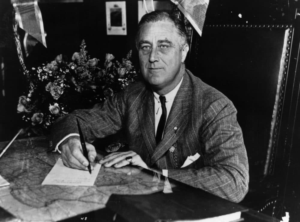 Franklin Delano Roosevelt (1882 - 1945) the 32nd President of the United States from 1933-45. A Democrat, he led his country through the depression of the 1930's and World War II, and was elected for an unprecedented fourth term of office in 1944. Photographed here in 1936. (Keystone Features/Getty Images)