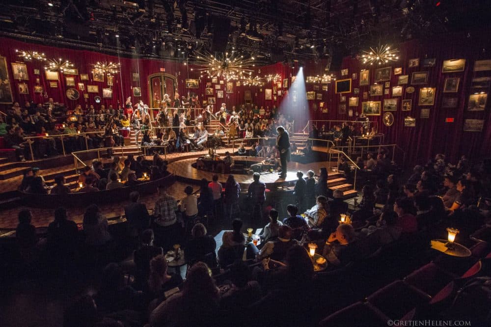 A performance of &quot;Natasha, Pierre &amp; The Great Comet of 1812&quot; at the Loeb Drama Center in Cambridge. (Courtesy Gretjen Helene/American Repertory Theater)