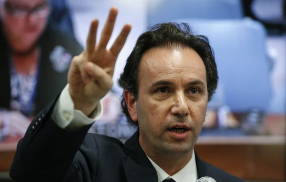 Syrian Opposition Council President Khaled Khoja speaks during a press conference during the 70th session of the UN General Assembly on September 30, 2015 at the UN in New York. (Kena Betancur/AFP/Getty Images)