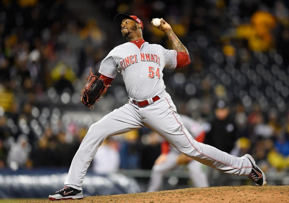 PITTSBURGH, PA - OCTOBER 2:  Aroldis Chapman #54 of the Cincinnati Reds pitches during the ninth inning against the Pittsburgh Pirates on October 2, 2015 at PNC Park in Pittsburgh, Pennsylvania.  (Photo by Joe Sargent/Getty Images)