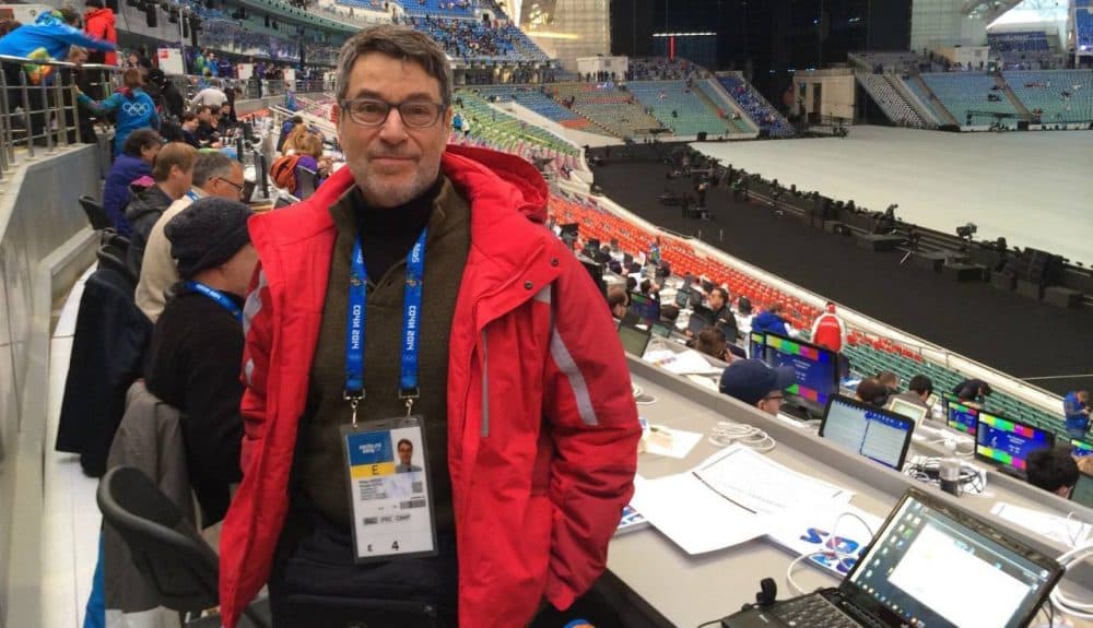 Chicago Tribune Olympic specialist Philip Hersh is pictured before the opening ceremony of the Sochi 2014 Olympic Games. (Courtesy of Phil Hersh)