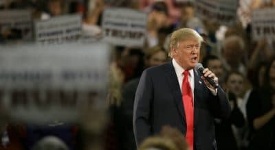 Greg Peverill-Conti: When we begin to accept and acclaim the words of a leader calling for the killing of innocents in our name then we, as a people, have some deep soul-searching to do. In this photo, Republican presidential candidate Donald Trump speaks during a campaign rally, Friday, Dec. 11, 2015, in Des Moines, Iowa. (Charlie Neibergall/ AP)