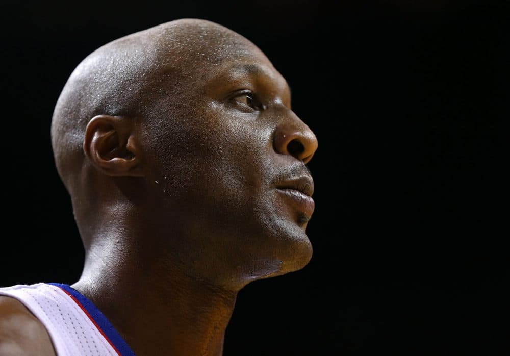 Lamar Odom, then a member of the Los Angeles Clippers, looks on during a game against the Miami Heat on Feb. 8, 2013. Odom's name was the top Google search in 2015. (Mike Ehrmann/Getty Images)