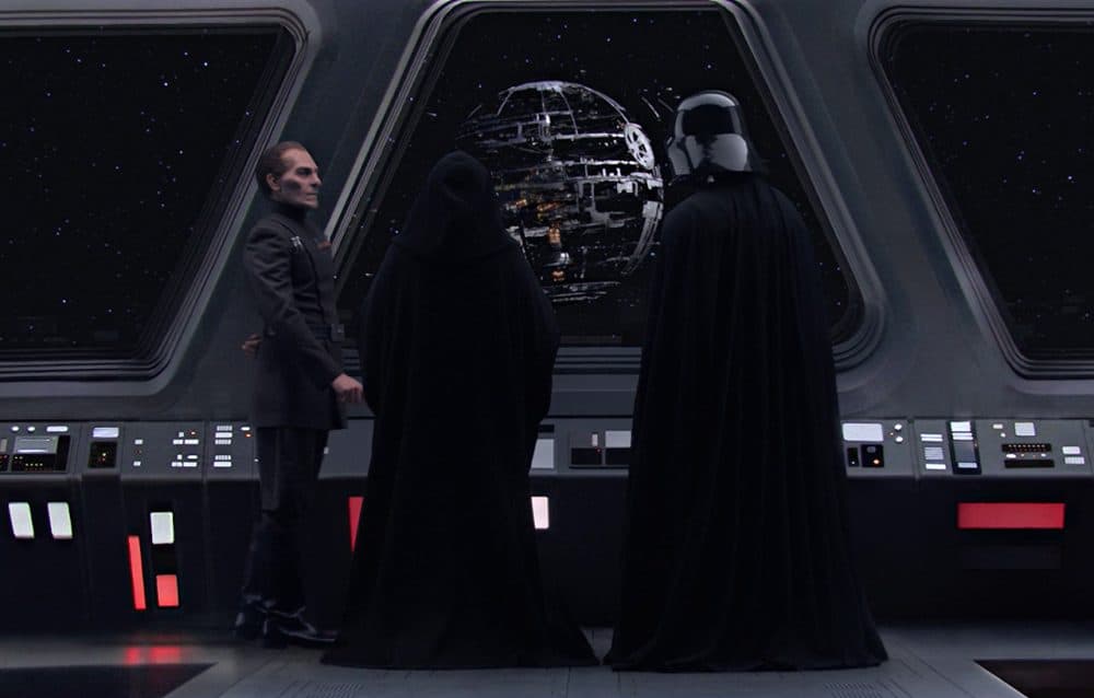 This still from &quot;Star Wars Episode III: Revenge of the Sith&quot; shows Emperor Palpatine and Darth Vader supervising the construction of the first Death Star. (Lucasfilm/20th Century Fox)