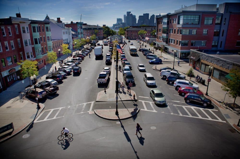 A view of Maverick Square in East Boston. (Jesse Costa/WBUR)