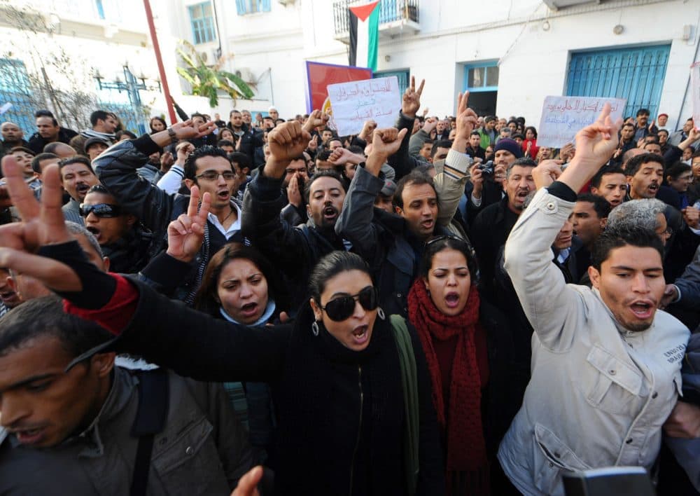 Tunisians protest in Tunis on December 27, 2010. (Fethi Belaid/AFP/Getty Images)